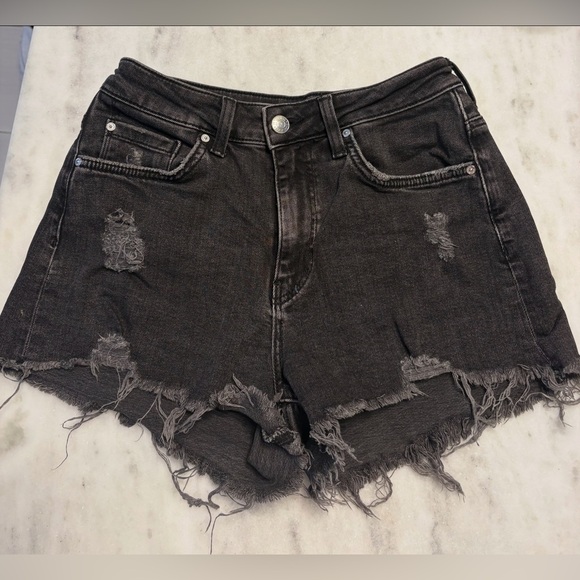 Mavi Charcoal Distressed Jean Shorts - Picture 1 of 1